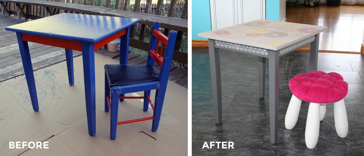 Before and After - refinishing a kids' table
