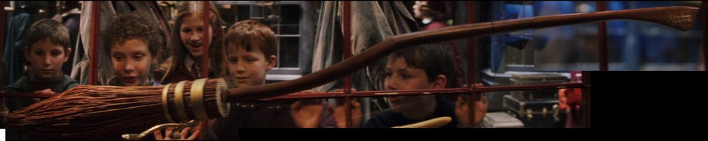 Screenshots of the Nimbus 2000 racing broom as seen in Diagon Alley in the first Harry Potter movie